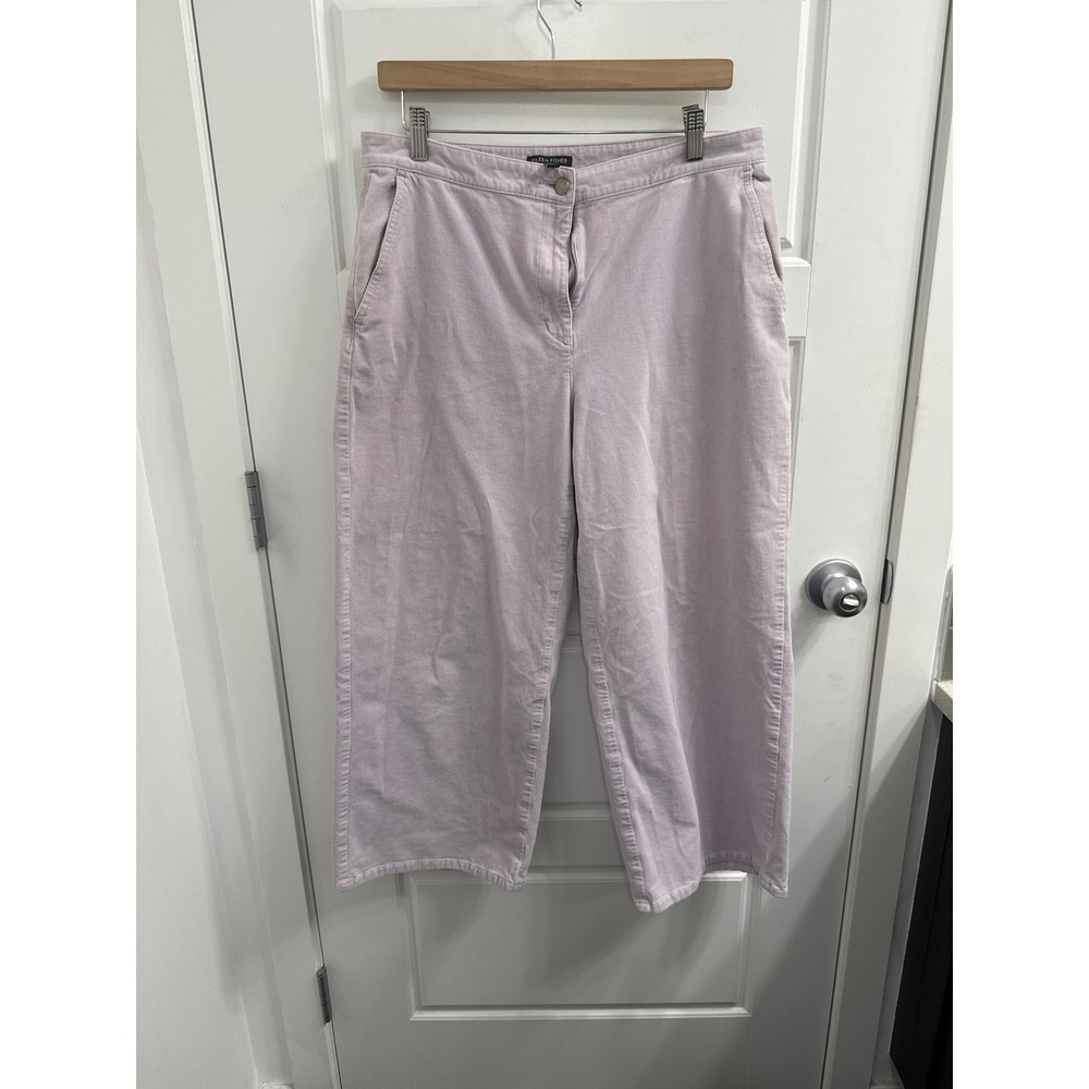 Eileen Fisher Lilac Purple Corduroy Wide Leg Cropped Pants Womens Medium M‎